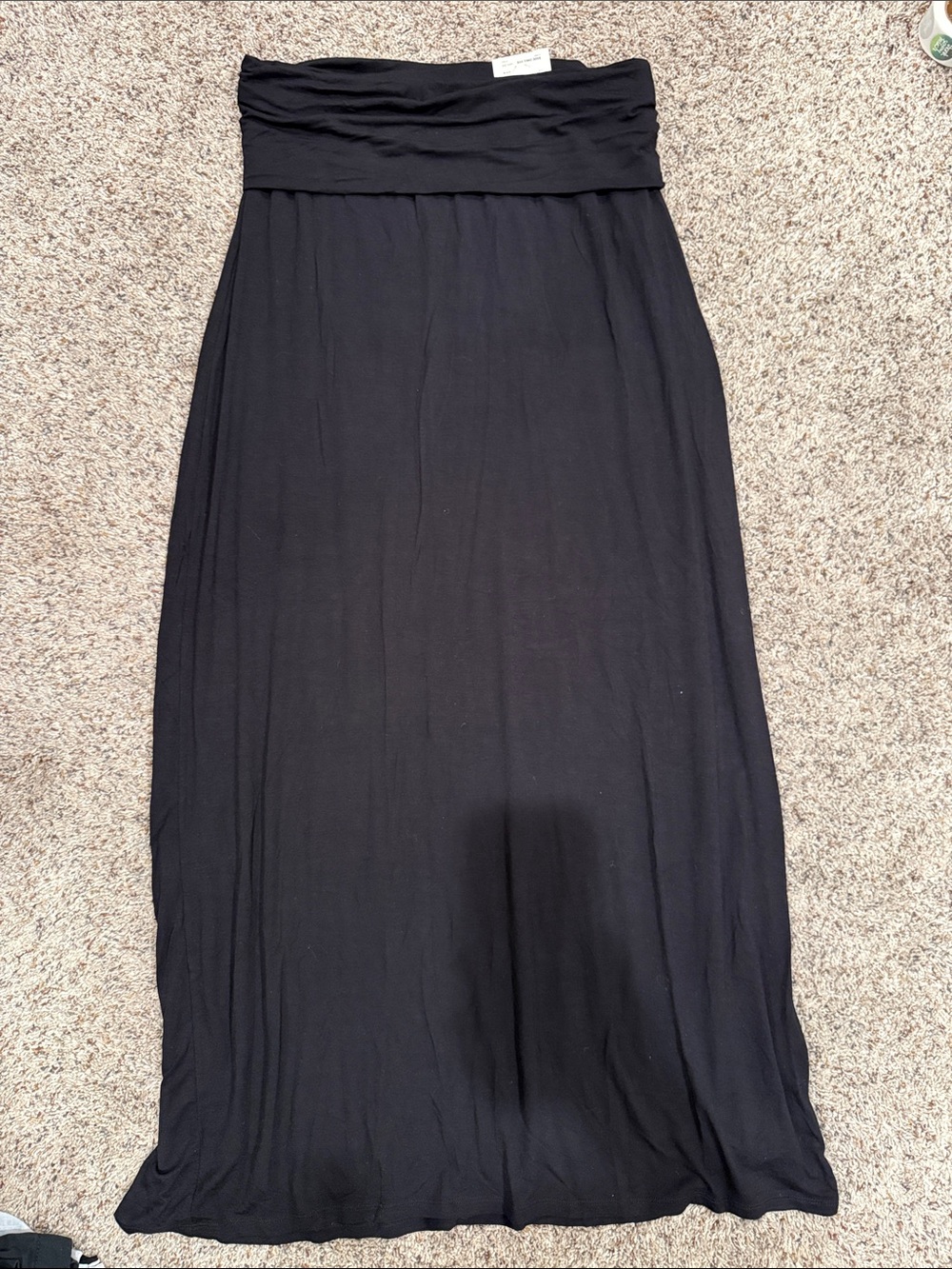 a.n.a Black Fold-Over Waist Maxi Skirt